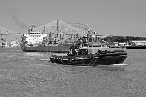 Tug with cargo ship